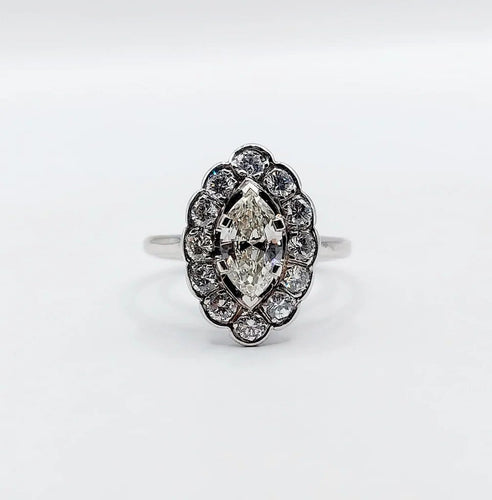 Bague 50 Bague marquise Art déco en or blanc 18k et diamants 58 Facettes A05282
