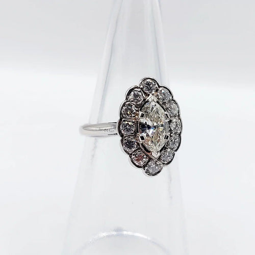 Bague 50 Bague marquise Art déco en or blanc 18k et diamants 58 Facettes A05282