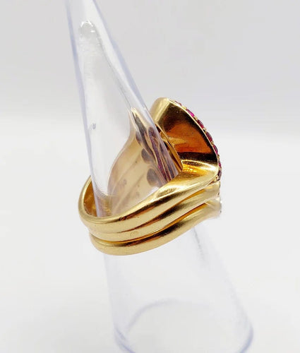 Bague 49 Trilogie - Bagues jonc vintage en or 18k avec diamants, émeraude et rubis 58 Facettes A04056-7-8