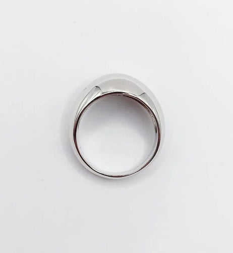 Bague 56 Bague Art déco bombée dôme en or blanc 18k 58 Facettes A04310