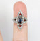 Bague 50 Bague marquise victorienne en or rose 18k et argent, saphir et diamants 58 Facettes A01237