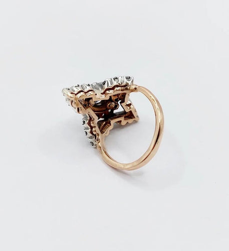Bague 50 Bague marquise victorienne en or rose 18k et argent, saphir et diamants 58 Facettes A01237