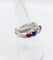 Bague 51 Bague jarretière Art déco en or blanc 18k, diamants, saphir et rubis 58 Facettes A03240