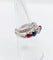 Bague 51 Bague jarretière Art déco en or blanc 18k, diamants, saphir et rubis 58 Facettes A03240