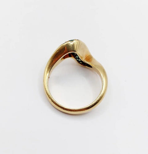 Bague 49 Bague jonc vintage en or 18k pavée d’émeraudes 58 Facettes A04057