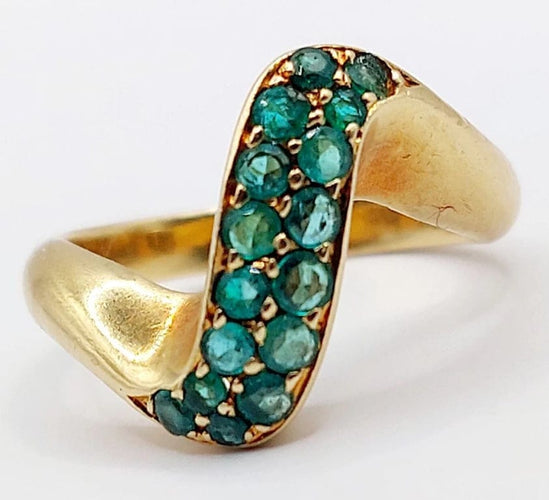 Bague 49 Bague jonc vintage en or 18k pavée d’émeraudes 58 Facettes A04057