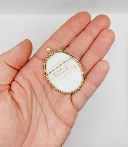 Pendentif Broche pendentif antique en or rose 14k avec porcelaine émaillée 58 Facettes A02447