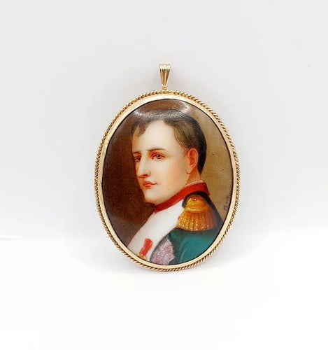 Pendentif Broche pendentif antique en or rose 14k avec porcelaine émaillée 58 Facettes A02447