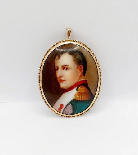 Pendentif Broche pendentif antique en or rose 14k avec porcelaine émaillée 58 Facettes A02447