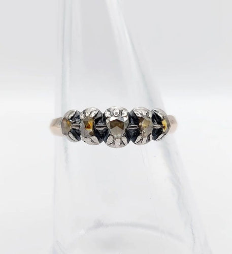 Bague 56 Bague victorienne en or rose 18k et argent aux diamants taille rose 58 Facettes A04231