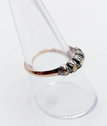 Bague 56 Bague victorienne en or rose 18k et argent aux diamants taille rose 58 Facettes A04231
