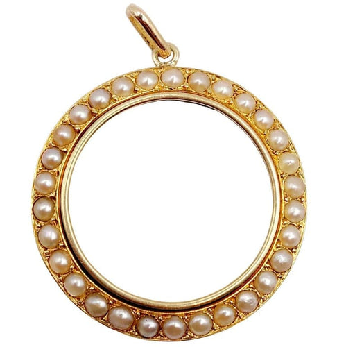 Pendentif Pendentif victorien en or jaune 18k orné de perles 58 Facettes A05277