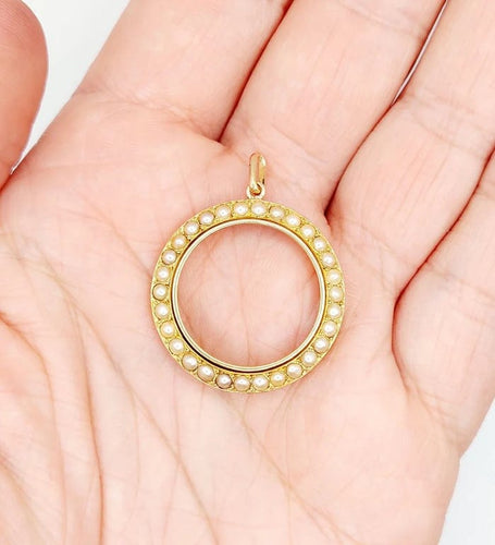 Pendentif Pendentif victorien en or jaune 18k orné de perles 58 Facettes A05277