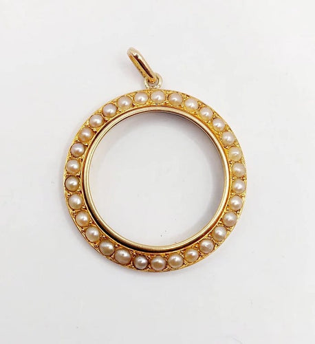 Pendentif Pendentif victorien en or jaune 18k orné de perles 58 Facettes A05277