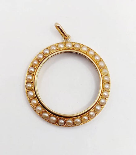 Pendentif Pendentif victorien en or jaune 18k orné de perles 58 Facettes A05277