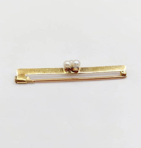 Broche Broche barrette trèfle en or jaune 18k avec perles et diamant 58 Facettes A05440