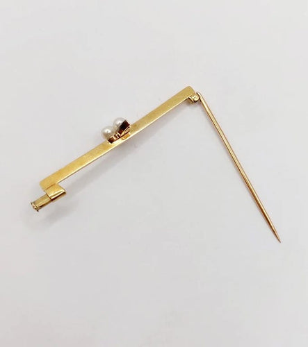 Broche Broche barrette trèfle en or jaune 18k avec perles et diamant 58 Facettes A05440