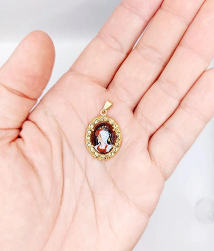 Pendentif Pendentif Art nouveau en or rose 18K avec plaque émaillée 58 Facettes A05511