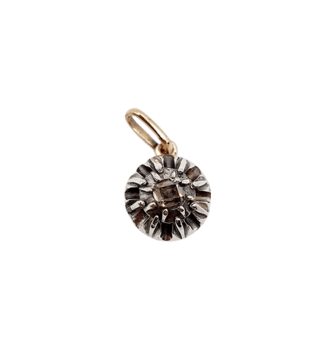 Pendentif Pendentif victorien en or jaune 18k et argent, diamant rectangulaire (vers 1850) 58 Facettes A05414