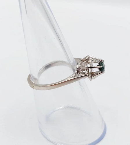 Bague 52 Bague solitaire Art déco en or blanc 18k avec saphir naturel 58 Facettes A05525