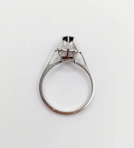 Bague 52 Bague solitaire Art déco en or blanc 18k avec saphir naturel 58 Facettes A05525
