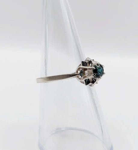 Bague 52 Bague solitaire Art déco en or blanc 18k avec saphir naturel 58 Facettes A05525