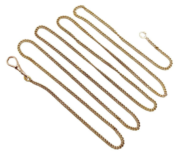 Collier Chaîne sautoir antique en or jaune 14K à mailles gourmette 58 Facettes A05536