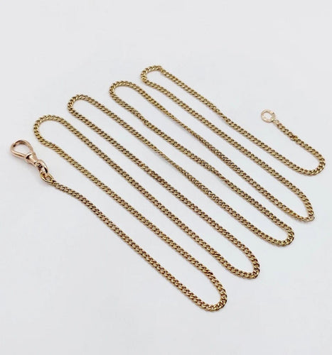 Collier Chaîne sautoir antique en or jaune 14K à mailles gourmette 58 Facettes A05536