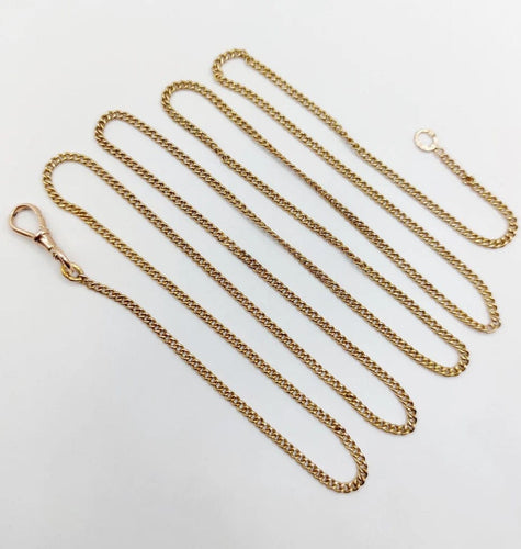 Collier Chaîne sautoir antique en or jaune 14K à mailles gourmette 58 Facettes A05536