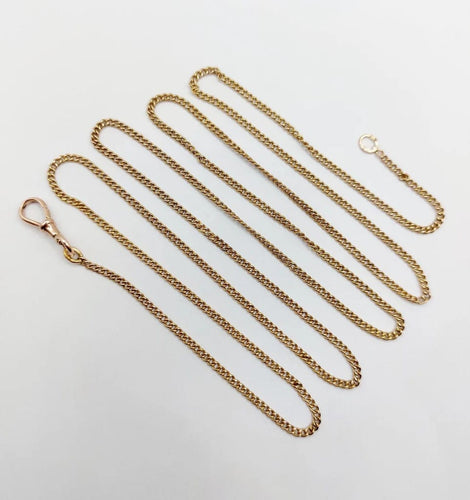 Collier Chaîne sautoir antique en or jaune 14K à mailles gourmette 58 Facettes A05536