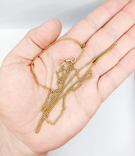 Collier Chaîne sautoir antique en or jaune 14K à mailles gourmette 58 Facettes A05536