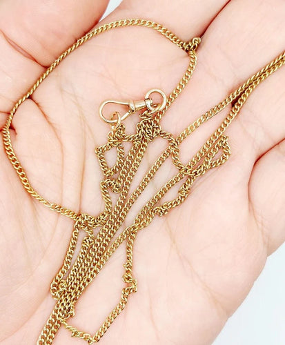 Collier Chaîne sautoir antique en or jaune 14K à mailles gourmette 58 Facettes A05536