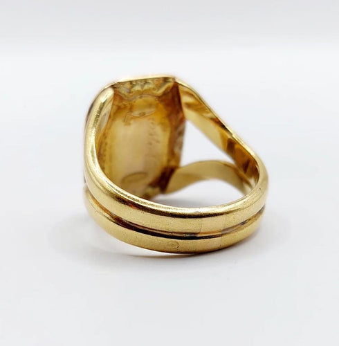 Bague 54 Chevalière sceau antique monogrammée en or jaune 18k « Esto vir » 58 Facettes A05725