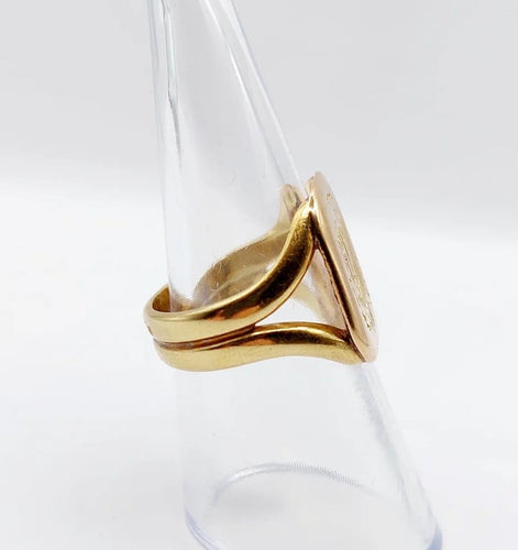 Bague 54 Chevalière sceau antique monogrammée en or jaune 18k « Esto vir » 58 Facettes A05725