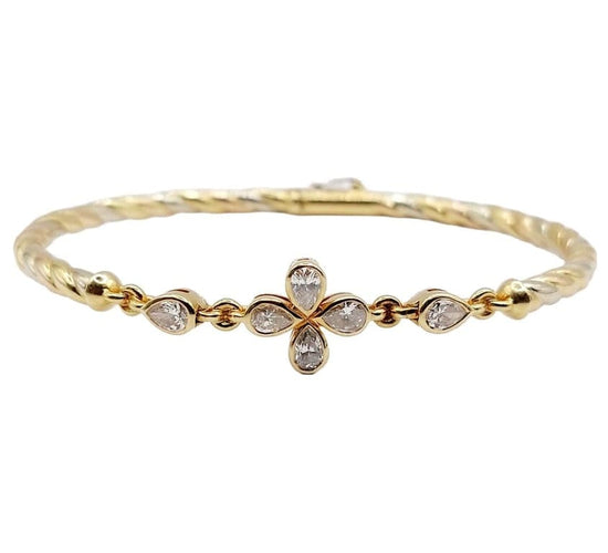 Bracelet Art déco - Bracelet torsadé en or jaune et diamants taille poire 58 Facettes A05734