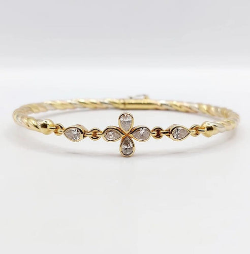 Bracelet Art déco - Bracelet torsadé en or jaune et diamants taille poire 58 Facettes A05734