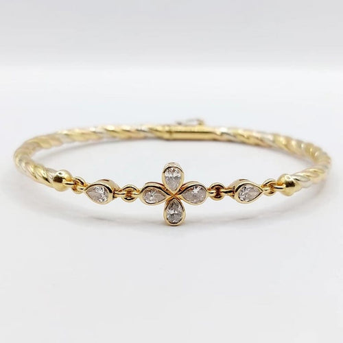 Bracelet Art déco - Bracelet torsadé en or jaune et diamants taille poire 58 Facettes A05734