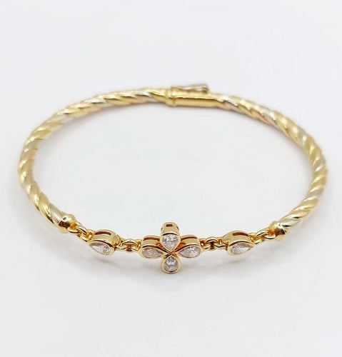 Bracelet Art déco - Bracelet torsadé en or jaune et diamants taille poire 58 Facettes A05734
