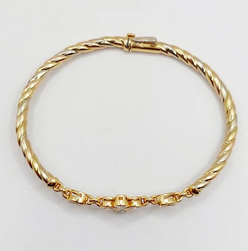 Bracelet Art déco - Bracelet torsadé en or jaune et diamants taille poire 58 Facettes A05734