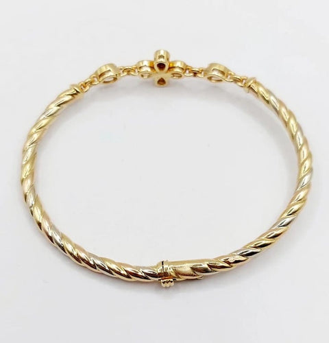 Bracelet Art déco - Bracelet torsadé en or jaune et diamants taille poire 58 Facettes A05734