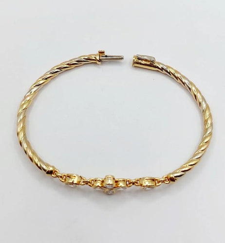 Bracelet Art déco - Bracelet torsadé en or jaune et diamants taille poire 58 Facettes A05734