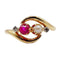 Bague 56.5 Bague toi et moi Art nouveau en or jaune 18k, rubis synthétique, perle et diamants 58 Facettes A05749