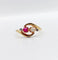 Bague 56.5 Bague toi et moi Art nouveau en or jaune 18k, rubis synthétique, perle et diamants 58 Facettes A05749