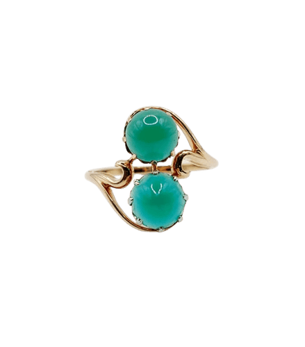 Bague 53 Bague toi et moi vintage en or jaune 18k et chrysoprases 58 Facettes A05751