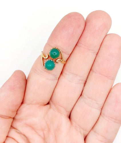 Bague 53 Bague toi et moi vintage en or jaune 18k et chrysoprases 58 Facettes A05751