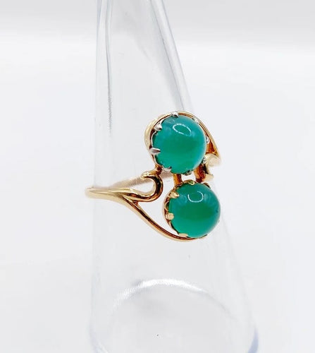 Bague 53 Bague toi et moi vintage en or jaune 18k et chrysoprases 58 Facettes A05751