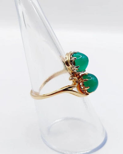 Bague 53 Bague toi et moi vintage en or jaune 18k et chrysoprases 58 Facettes A05751