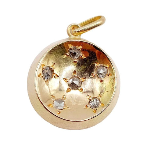 Pendentif Pendentif cible Art déco en or rose 18k et diamants taille rose 58 Facettes A05794