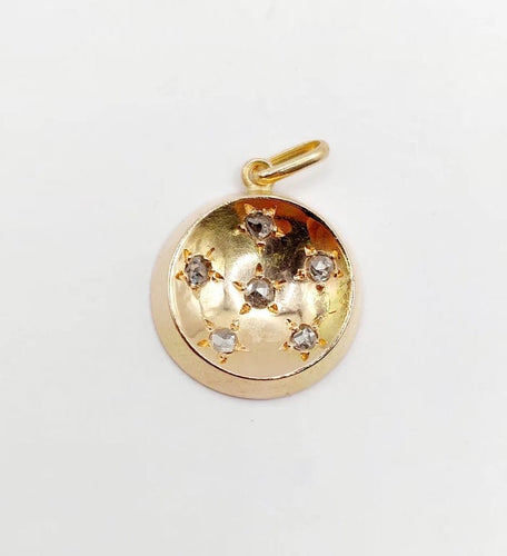 Pendentif Pendentif cible Art déco en or rose 18k et diamants taille rose 58 Facettes A05794