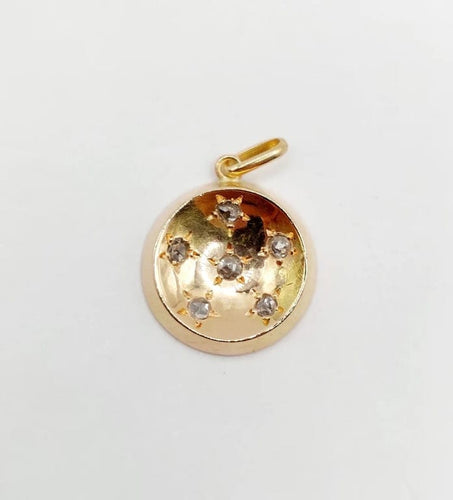 Pendentif Pendentif cible Art déco en or rose 18k et diamants taille rose 58 Facettes A05794